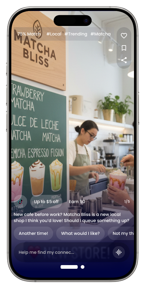 Revi AI Ordering — Matcha Bliss restaurant interface