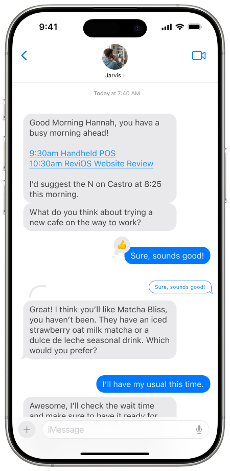 Jarvis conversation — intent and recommendation